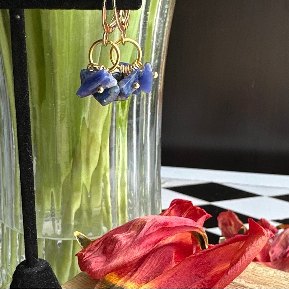 Alquimia Blue and Gold Dangle Earrings